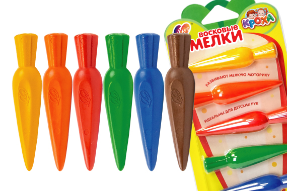 Восковые мелки "Кроха" 6 цв., фигурные "Морковки"