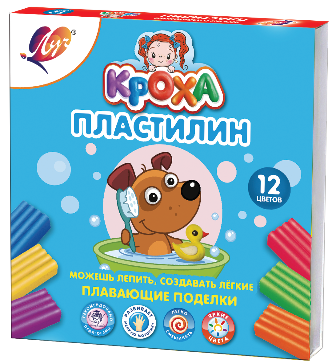 Пластилин "Кроха" плавающий 12 цветов